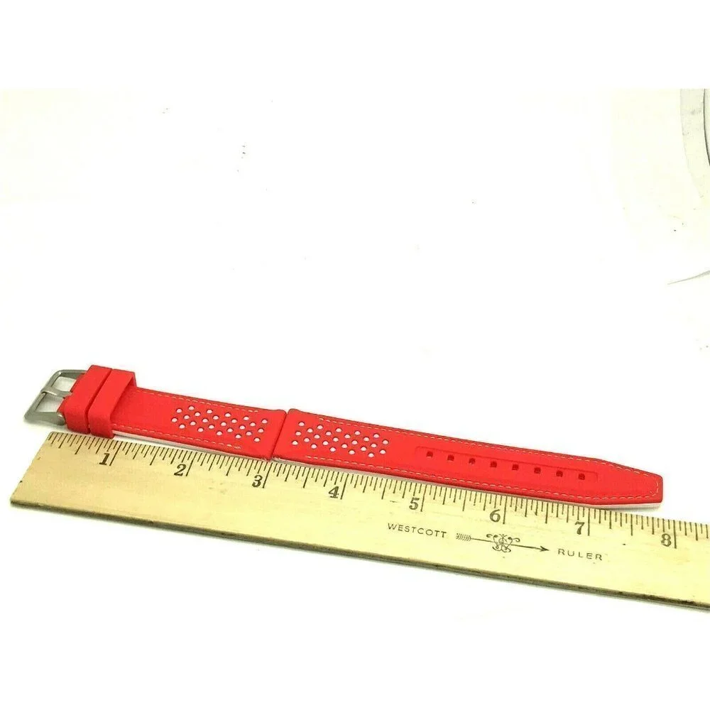 Men's Watch Band Replacement Red White Rubber Strap 22mm Lug Silver Buck…
